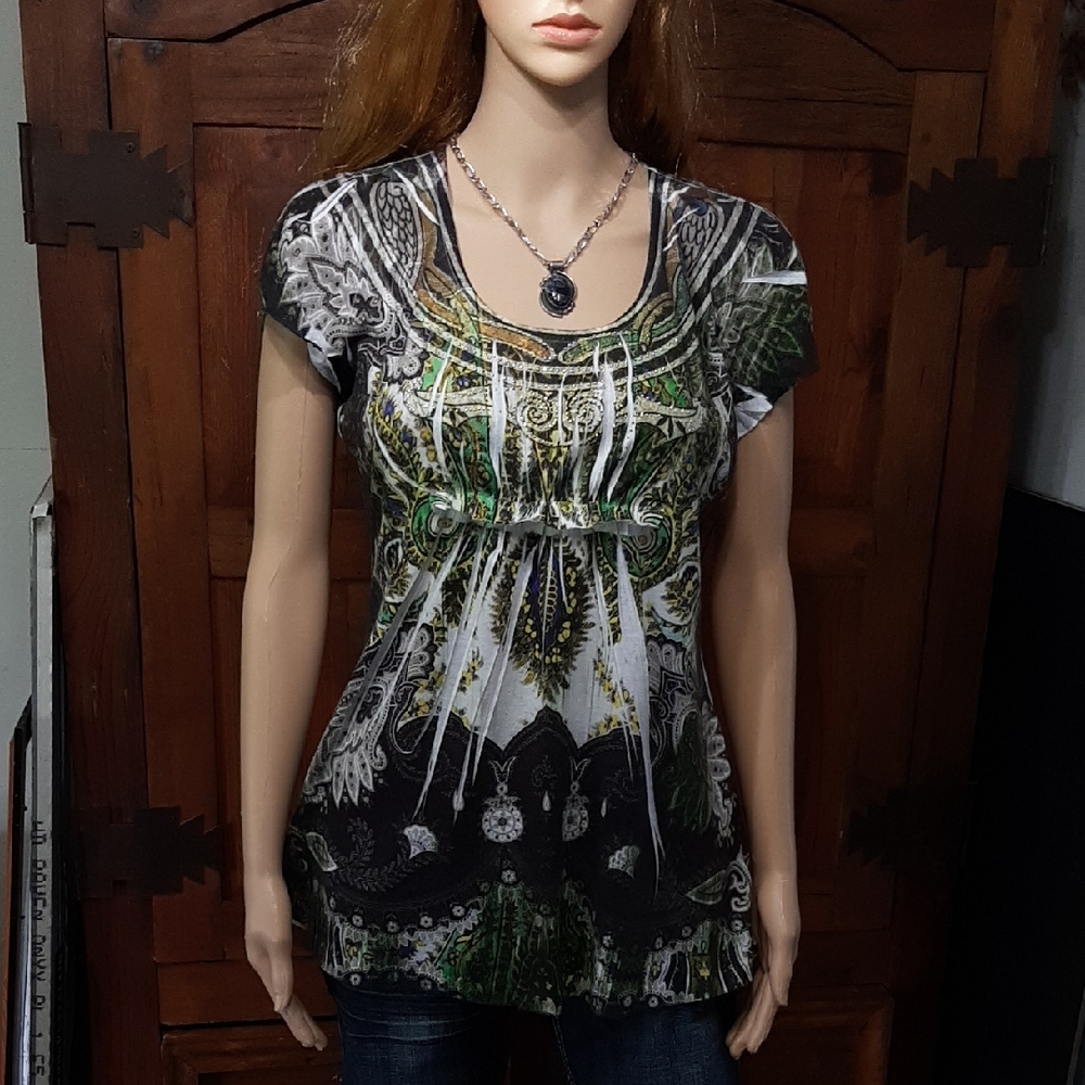 One World Green and Black Women's Top